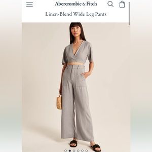 Gray linen pants wide leg